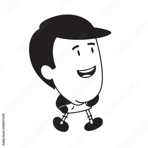 Handsome Man Black and White Illustration Vector Image Male Portrait Fashion Sketch Line Art Design