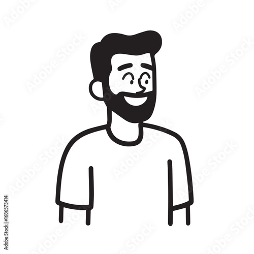 Handsome Man Black and White Illustration Vector Image Male Portrait Fashion Sketch Line Art Design