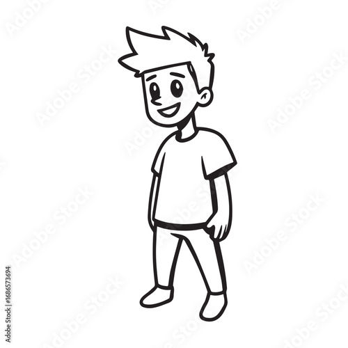 Handsome Man Black and White Illustration Vector Image Male Portrait Fashion Sketch Line Art Design	