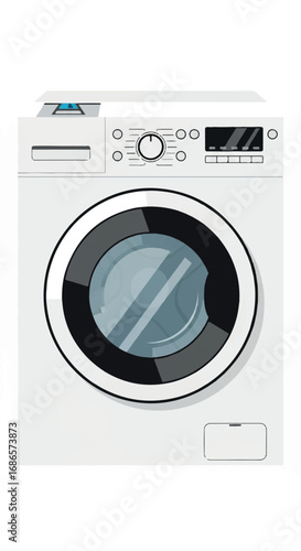 Modern Front Load Washing Machine Appliance.