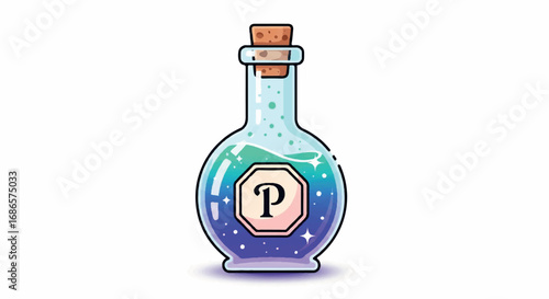 Mysterious Potion Bottle with Sparkling Liquid.