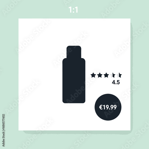 Modern event announcement template with flat design icons for food, music, and tickets on a colorful block background