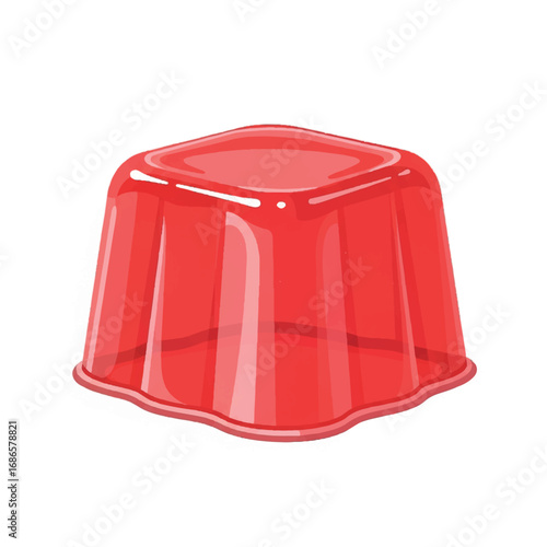 Red Gelatin Dessert on White Background.