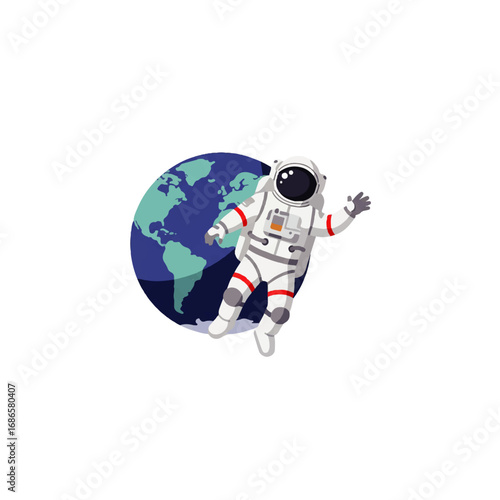 Astronaut Floating Near Planet Earth Illustration.