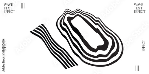 Number 10 with Liquid Wave Effect - Abstract Distorted Typography, Black and White Linear Pattern
