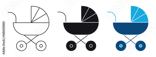 Baby stroller icon set . Simple baby carriage icon, vector illustration .