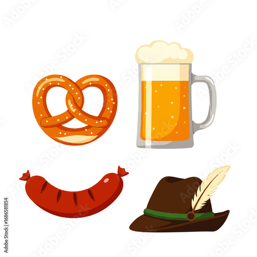 Oktoberfest Food and Drink Celebration Icons.