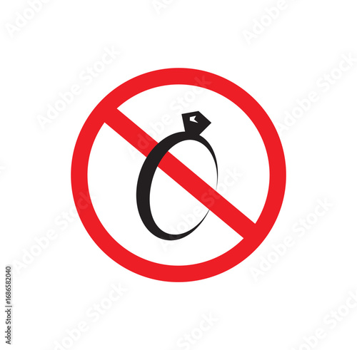 No jewelry forbidden sign vector icon	