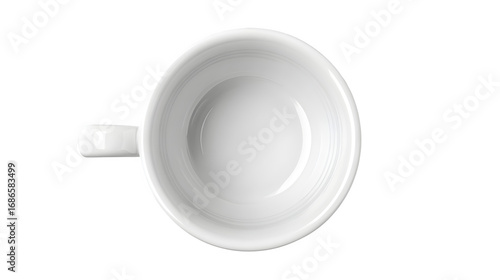 empty white ceramic coffee cup top view isolated on white