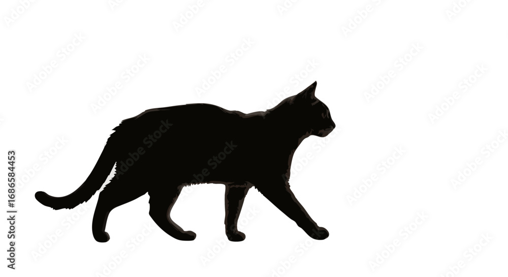 Obraz premium Vector Silhouette Icon of Cat in Minimalist Flat SVG Design with Black Color for Web and App Interfaces