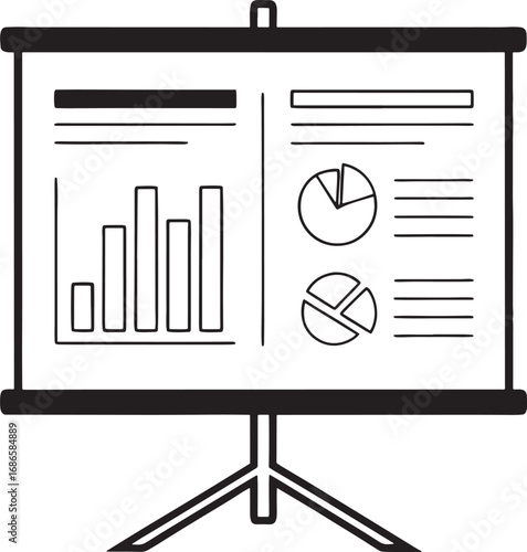 Business Presentation Screen with Charts and Graphs