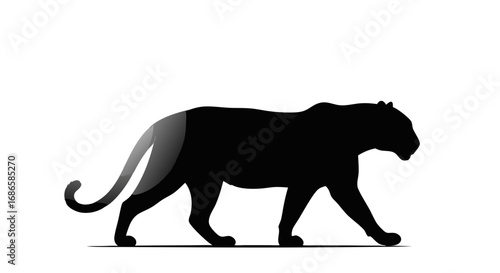 Minimalist Vector SVG Illustration of a Black Panther Silhouette in Flat Style for Digital Media