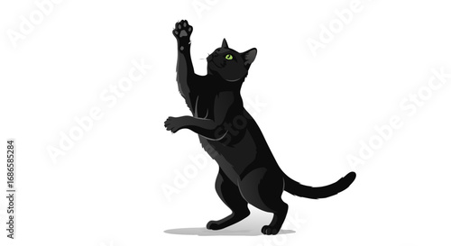 Minimalist Vector SVG Illustration of Black Cat with Green Eyes in Modern Flat Style