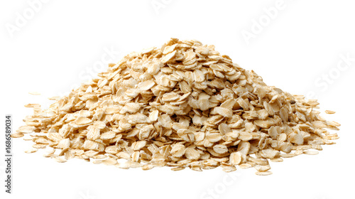 pile of rolled oat flakes isolated on white