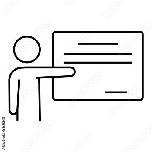 Teacher at a board, representing remote teaching.