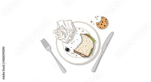 a halfeaten sandwich a moment of pause and reflection, isolated on transparent background