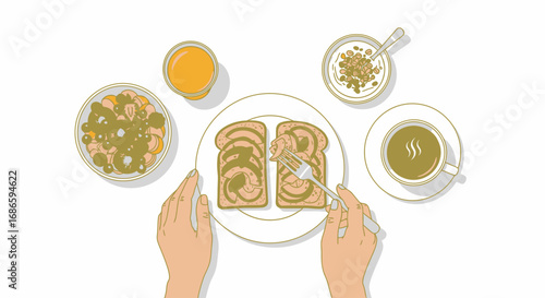 avocado toast breakfast a healthy morning delight, isolated on transparent background