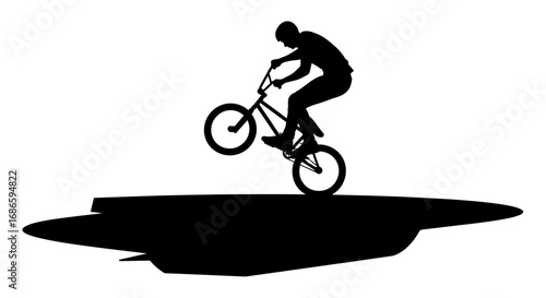 bmx riders silhouette mastering the ramps edge, isolated on transparent background