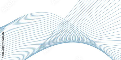 Abstract background with waves for banner. Medium banner size. Vector background with lines. Element for design isolated on white. Blue colors. Ocean, sea, water eps10