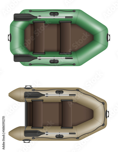inflatable rubber fishing boat and tourism for active recreation cartoon stock vector illustration isolated on white background