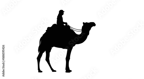 desert silhouette camel riders silent journey, isolated on transparent background