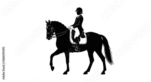elegant equestrian a rider and horse silhouette, isolated on transparent background
