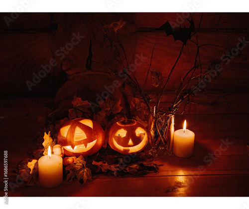 halloween pumpkin and candle