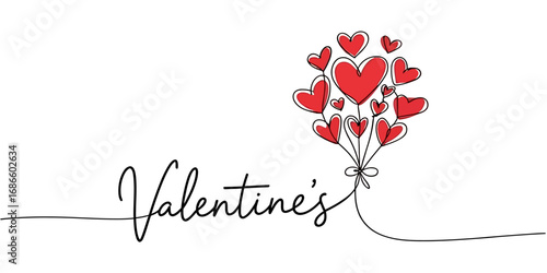 Valentine's Day hearts A simple illustration of love and celebration with a balloon-like bunch of hearts, perfect for Valentine's cards and design projects.