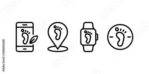 Digital Footprint Technology Connectivity Icons with Footprints on Smart Devices for Health and Location Tracking 