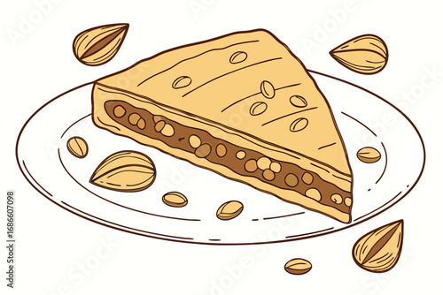 Baklava Triangle with Pistachio and Honey Syrup Layers