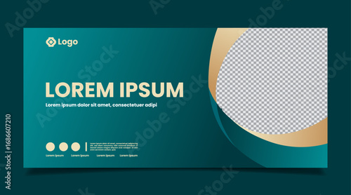 luxury dark green and gold banner background template