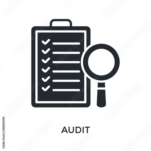 Audit Icon Glyph Style. Vector Illustration For Graphic Design