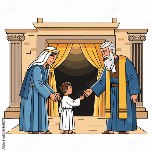 Samuel left in to care of Eli by his mother Hannah, bible story