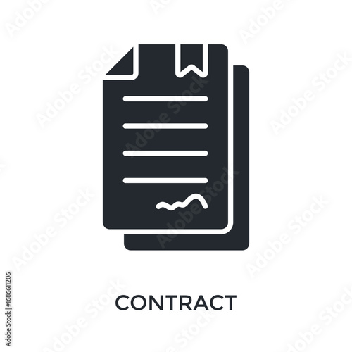 Contract Icon Glyph Style. Vector Illustration For Graphic Design