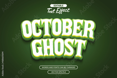 3d october ghost editable text effect with green background