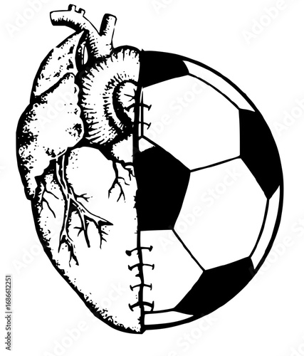 Passionate soccer heart graphic symbolizing deep love for the sport and athletic spirit.