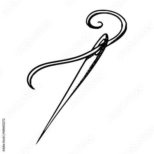 Elegant needle and thread design for sewing, embroidery, and craft projects, vintage style