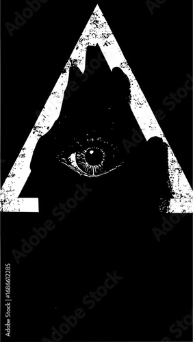 Mysterious eye within a triangle, symbol of vision, insight, and hidden knowledge concept