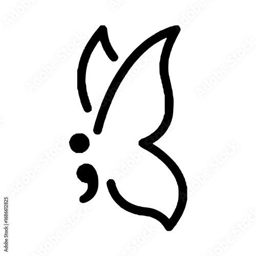 Semicolon butterfly conveys mental health awareness beautifully in simple line art design