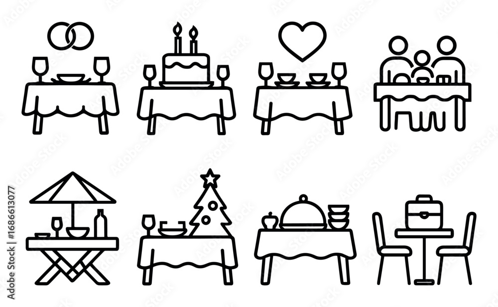 Obraz premium Minimalist Table Icons