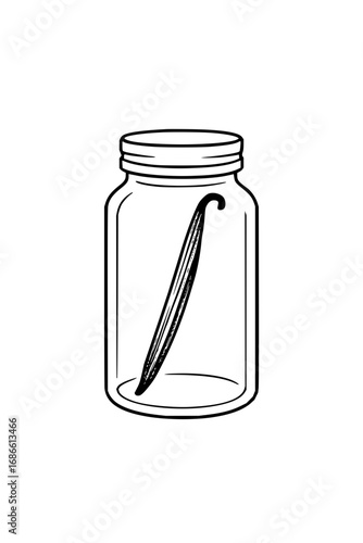Delicious vanilla bean inside a glass jar, perfect for culinary and baking projects!