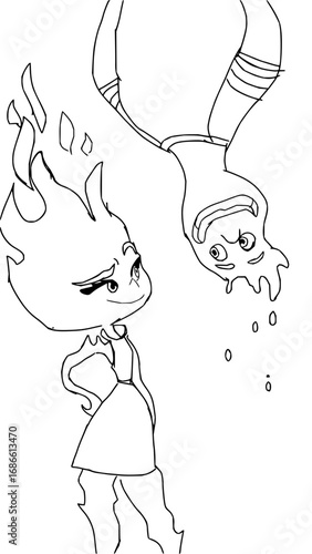Fiery girl meets watery boy in a unique friendship, outlined with delicate and charming hand-drawn style