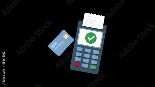 POS machine and bank card with cartoon style