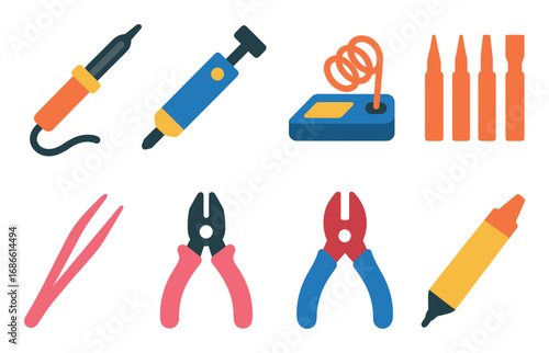 Colorful Soldering Tools Icons