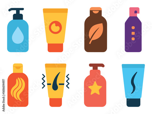 Colorful Hair Care Icons