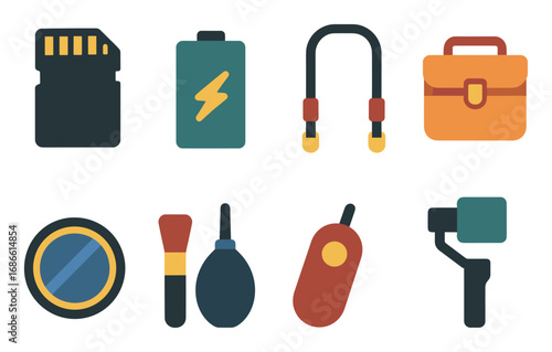 Colorful Camera Gear Icons