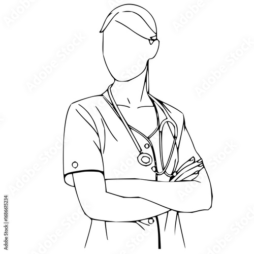 Confident medical professional with stethoscope ready to provide care and support