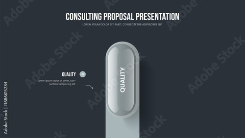 Investor Performance Frame Design Vector Illustration. Financial Growth 1 Step Diagram Slideshow Layout. Company Portfolio One Element Infographic Slide Template.