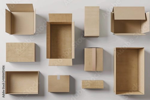 High Resolution Visual of Cardboard Box Mockups Set