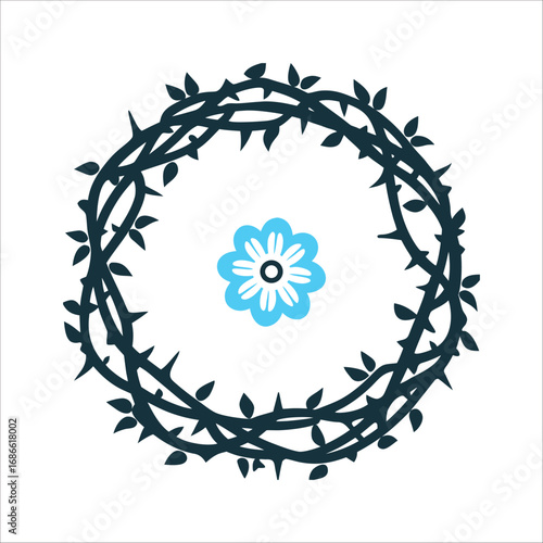 Blackthorn Crown with Flower Eye Symbol Briar Crown A circle of blackthorn branches one bloom opening to reveal a protective eye